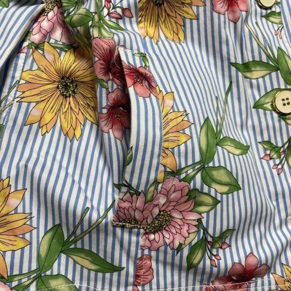 Rafaella Floral Tapered‎ Blazer Crewneck Jacket Womens Sz Large Blue Striped - Picture 2 of 12